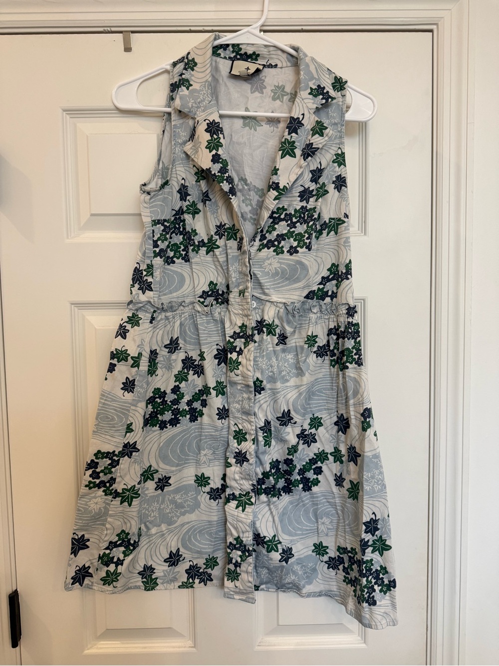 TUCKERNUCK Royal Provence Breeze blue Floral Sleeveless Shirt Dress small - Picture 4 of 8